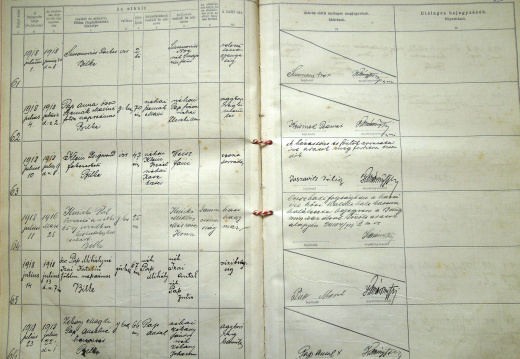 Zsigmond Klein Death Record 1918
