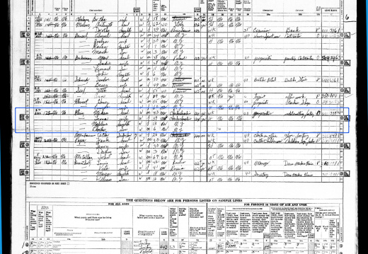 Miksa Klein and Leona Klein 1950 Census Annotated