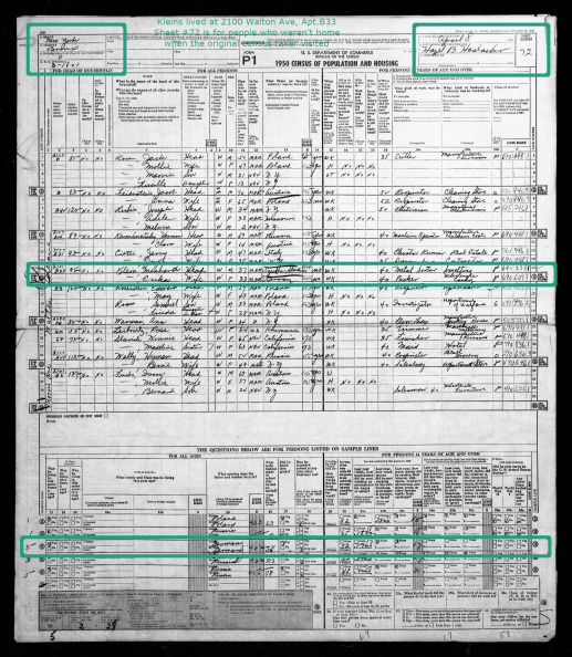 Menhard Klein And Erika Klein 1950 Census Annotated.jpeg